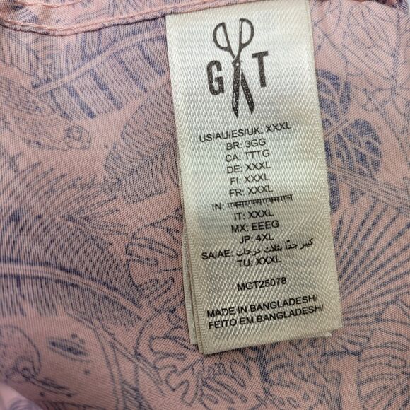 Goodthreads Men's  Tropical Leaves /Pink Hawaiian Button Front Shirt Size XXXL - Picture 10 of 13